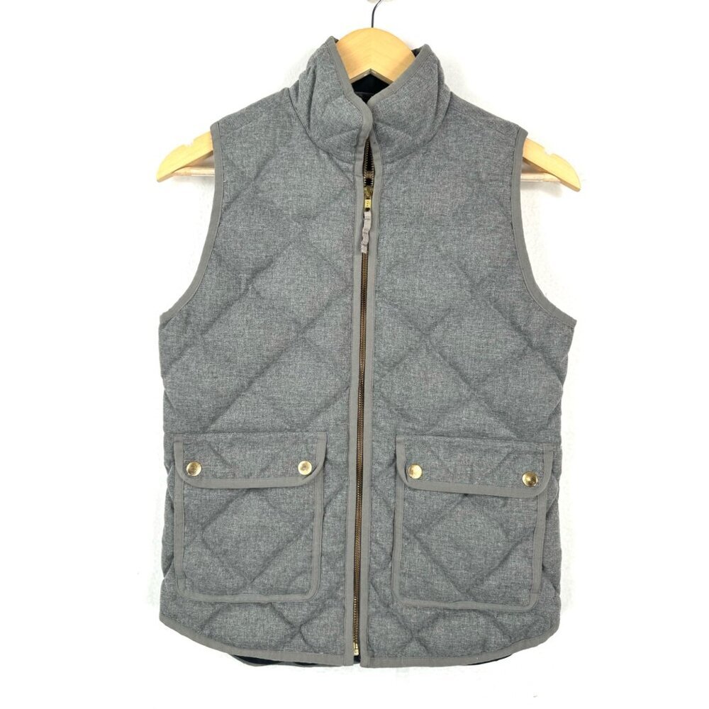 J.Crew down feather quilted vest equestrian preppy sz XXS
